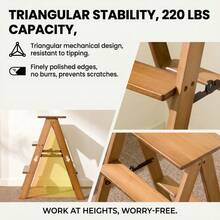 Piorlado Foldable Library Ladder Chair Step Ladders Step Chair Dual Purpose Display Stand Flower Stand For Indoor Household Spaces - Woodgrain - View 5