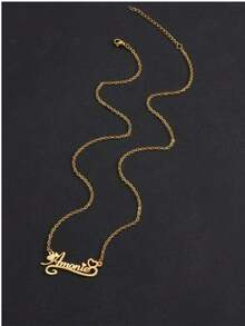 Customized Stainless Steel Heart-Shaped Nameplate Necklace, Personalized Bohemian Style Pendant Necklace, Best Valentine's Day Gift, Suitable For Daily Wear And Special Occasions - Multicolor - View 5