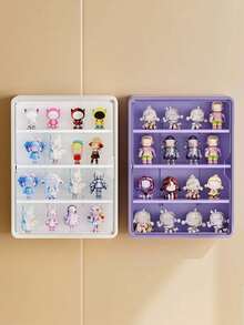 1个多功能收纳柜，白色防尘展示柜，展示架，磁吸门展示柜，透明亚克力壁挂式娃娃柜，盲盒收纳架，娃娃玩具展示盒，化妆品收纳架，模型展示架，适用于微缩模型或盲盒娃娃收藏，节省空间（不含模型） - 彩色 - 查看 8