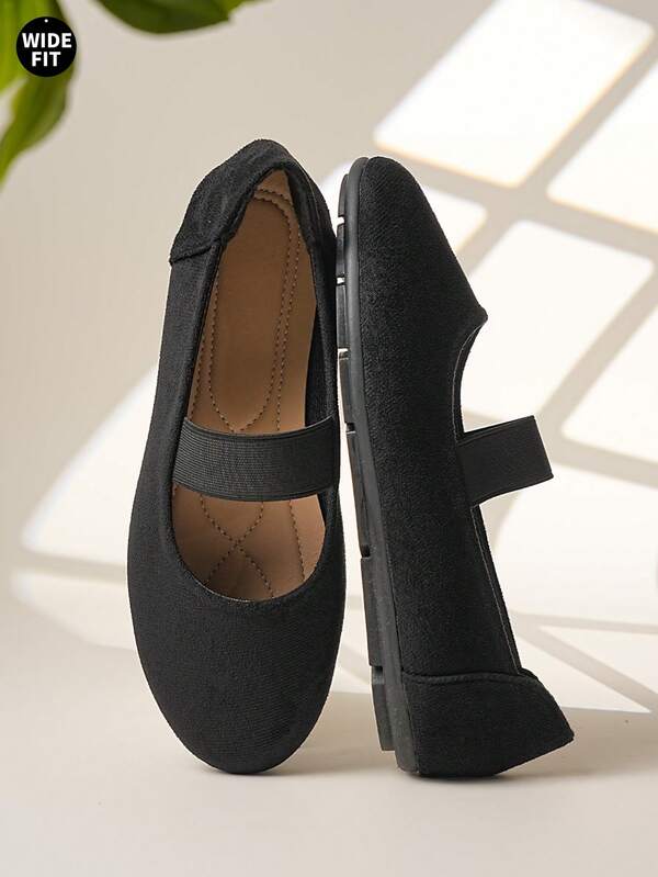 经典圆头平底女鞋，加大码和宽版，尺码 36-43，加厚前脚掌保护双脚，优化的鞋跟设计防滑，柔软的面料和缓冲鞋垫，穿着舒适