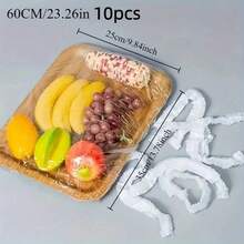 100个一次性特大透明食品盖，防尘食品盖，多种尺寸可选，透明厨房储物盖，适用于面包、水果、零食和甜点，厨房冰箱剩菜盘，水果食品塑料密封盖，防异味、防漏、防尘，冷冻室盖，冰箱盖，厨房用品 - 彩色 - 查看 16