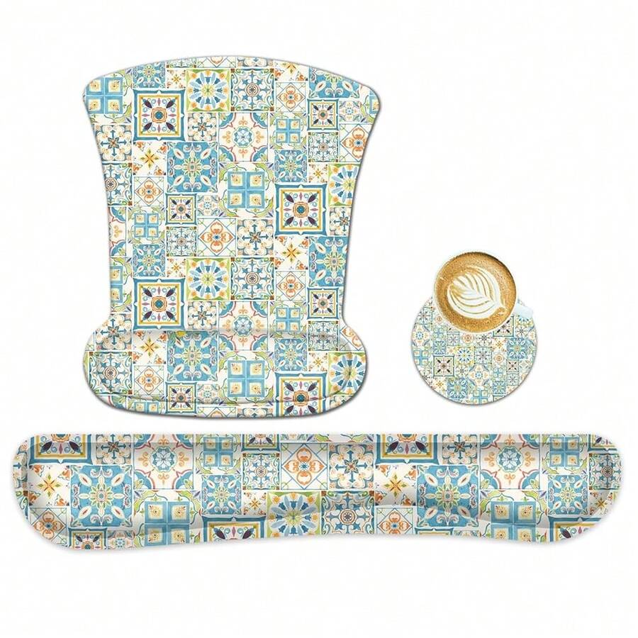 Keyboard Wrist Rest Pad  Pad Set,Ergonomic  Pad For Laptop Computer,Wrist Support Memory Foam Desk Pad For Gaming Office,Non Slip Rubber Pad Typing Relief Pain (Pad208) - Mousepad208 - View 1