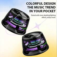 户外磁吸蓝牙音箱，家居礼品，无线便携迷你旅行立体声音箱，带RGB灯光和手机支架，兼容iOS - 彩色 - 查看 3