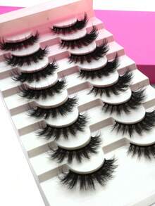 8 Pairs Fashionable Daily Wear Black Pug False Eyelashes, Exaggerated Thick Curly European And American Style Fake Eyelashes - Multicolor - View 7