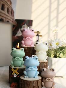 Huayuxun 1个可爱青蛙爱心手形香氛大豆蜡香薰蜡烛 | 家居卧室装饰可爱房间摆件 | 生日情人节礼物 - 彩色 - 查看 7