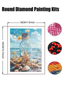 5D Diamond Art Kits For Adults Shell, Full Drill DIY Rhinestone Embroidery Set Paint With Diamonds Art Bottle On The Beach By Number Kits Cross Stitch Home Wall Craft Decoration - Multicolor - View 8