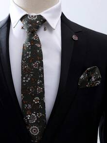 1套男士商務領帶套裝，印花領帶 + 手帕 2件組，百搭，適用正式場合、宴會 - A - 查看 21