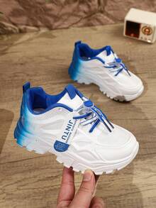 1 Pasang Sepatu Datar Warna Gradien Unisex, Sepatu Sneaker Anak-Anak Modis dan Keren dengan Sol Lembut dan Tidak Bernapas, Sepatu Lari Multifungsi, Cocok untuk Pemakaian Sehari-hari Siswa, Sepanjang Musim - Biru - View 6