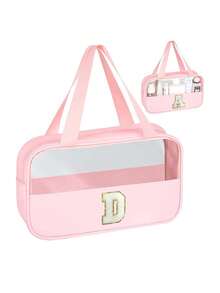 Bolsa de Toucador Transparente de PVC, Bolsa de Maquiagem com Letras, Bolsa de Toucador de Viagem à Prova d'Água, Bolsa de Armazenamento de Maquiagem à Prova d'Água com Zíper com Letras, Bolsa Organizadora de Cosméticos, Bolsa de Viagem Portátil para Cosméticos, Com Alça Prática, Para Acessórios de Toucador de Viagem, Itens Essenciais de Viagem, Itens Essenciais de Cruzeiro, Acessórios de Viagem, Armazenamento de Banheiro, Armazenamento de Joias, Armazenamento de Batom, Armazenamento de Esmalte, Presente de Páscoa, Presente para Dama de Honra, Presente para o Dia das Mães, Presentes para Mulheres - Multicolorido - Visão 22