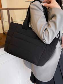 Women's Tote Bag, Lightweight And Fluffy, With Compartment Quilted Shoulder Bag, Suitable For Travel, Work, Fitness, Back To School, Classes And Commuting, Can Meet The Storage Needs Of Various Daily Items, Large Capacity Design, More Spacious Storage. - Multicolor - View 3