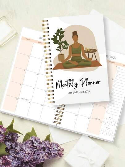 Trees مخطط تقويم شهري 2026.1-2026.12 - دفتر تخطيط أسبوعي حلزوني لمدة 12 شهر مع شبكات التقويم، ملاحظات وقوائم المهام - مثالي للأهداف والإنتاجية والاستخدام اليومي - للاستخدام المنزلي والمكتبي والمدرسي، اكسسوارات مكتب