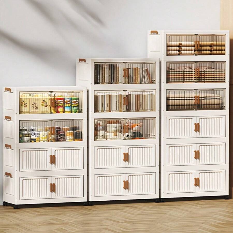 Multi-Functional Collapsible Toy Storage Bins - Stackable Storage Containers With Lids, Heavy-Duty Storage Bin For Garage Storage, Home Organization Essential For Closet, Bathroom, Kitchen & Office - trắng - Xem 1