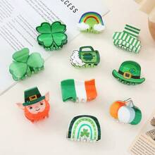 's Day Acrylic Hair Clip Cute Back Of Bun Claw Clip Four-Leaf Clover Hair Accessory - Họa tiết cỏ nhỏ - Xem 1