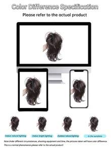 12 Inch Black & Brown Synthetic Mermaid Curly Hair Claw Ponytail Extensions, Create Elegant & Natural Hairstyles - Multicolor - View 10