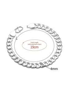 1pc Simple 4mm Car Flower Side Chain Bracelet S925 Sterling Silver Exquisite Casual Women Jewelry Gift Birthday Gift Party Gift New Year's Gift Valentine's Day Gift