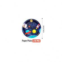 100/25/10pcs Set Of Disposable Space Exploration Theme Party Supplies, Including Plates, Napkins, Cups, Suitable For 25 Guests, Ideal For Birthdays, Weddings, Theme Parties, Family Picnics. - Multicolor - View 7