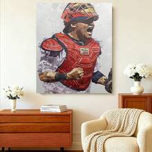 Framed 1pc, Framed, Yadier Molina Sports Poster Theme Canvas Wall Art. Suitable For Bedroom Or Office Decor. - Framed - 查看 4