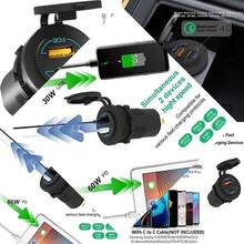 Car Marine Boat Motorcycle Golf Quick Charge 4.0 PD Type C and 3.0 USB Charger Socket, Waterproof Dual Ports Outlet - ABAA2112 - Ver 1