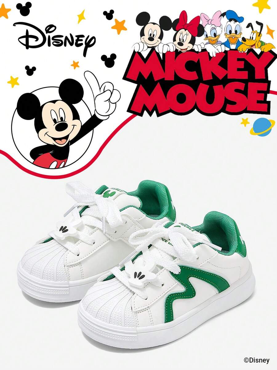 Disney 1 Pair Official Collaboration Children's Sneakers, Suitable For Daily, Holiday, Sports And Outdoor Activities. Comfortable, Fit Foot Shape, Non-Slip, Breathable. (Boys' Sneakers, Boys' Skate Shoes, Kids' Sneakers, Girls' Sneakers, Girls' Skate Shoes) - Green - View 1