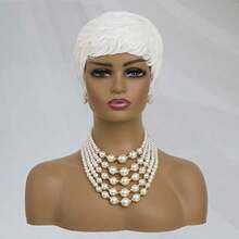 DShort White Pixie Wigs For Women Pixie Cut Wig Short Pixie Cut Wigs For Black Women Layered Synthetic Heat Resistant Pixie Wig For Party Cosplay Use - White - View 2