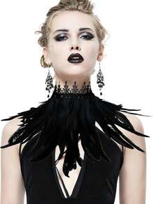 Carnival Witch Feather Scarf Shawl - Grey Swan Wings - Shoulder Shawl - Fairy Tale Style Costume, For Women Only - Multicolor - View 6