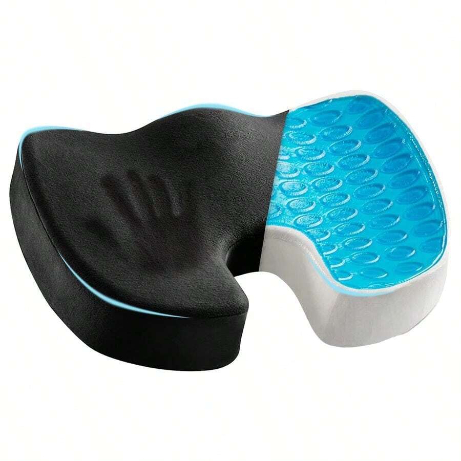 Gel Seat Cushion For Long Sitting Memory Foam Chair Pillow For Sciatica Pain Relief Orthopedic Gel Amp Memory Foam Coccyx Pad For Tailbone Pain Office Chair Cushion For Back Pain - 黑色 - 查看 1