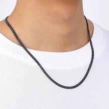 Black Flat Box Chains For Men, 2.5/3/4/4.5/5mm Stainless Steel Chain Necklace, Necklaces For Men And Women 16-28 Inches - Đen 4MM - Xem 9