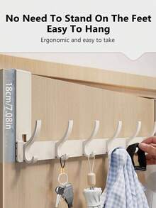 6/7 Hooks Aluminum Alloy Over The Door Hanger, Wall Mounted Coat Rack, No Drilling Required, For Hanging Clothes, Hats And Towels To Maximize Space Utilization - Multicolor - View 7