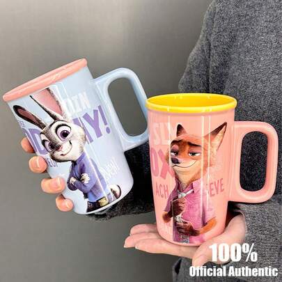Disney 迪士尼官方正品疯狂动物城联名款尼克可爱陶瓷马克杯大容量高档情侣水杯儿童