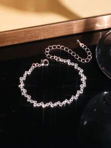 5pcs Luxury Rhinestone Jewelry Set, Including Necklace, Earrings, Bracelet And Ring, Designed For Women's Daily Commute, Wedding, Party And Holiday Gifts - Silver - View 4