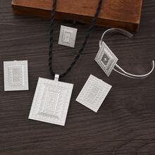 4pcs Dubai Eritrean Silver Color Jewelry Set, Includes Square Pendant Necklace, Ring, Earrings, Bracelet With Floral Pattern, Elegant Jewelry Gift For African & Middle Eastern Women Wedding - Silver - View 10