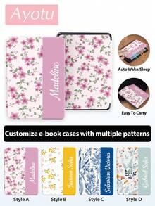 Floral Patterned Name And Text Customizable Notebook And E-Book Case, Compatible With Kindle Paperwhite 12th Generation (Released In 2024) And Kindle 11th Generation (Released In 2022/2024), Available In Multiple Styles. The Stylishly Designed Case Also Works With Kobo Clara 2E And Kobo Libra 7-Inch, Available In Multiple Colors