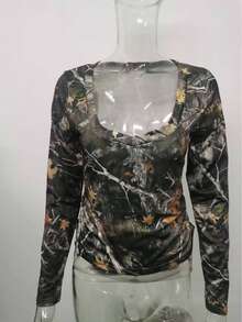 Women's Elegant Solid Color V-Neck Long Sleeve Blouse With Pleated Detail - Fashion Top For Spring&Fall - 紅色 - 查看 7