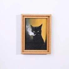 1pcs Cute Cat Refrigerator Magnets  Accents Durable Bamboo Material Perfect For Home Office Decor Holiday Gifts And Kitchen Accessories Cat Accessories Refrigerator Decorating Magnet - Black - View 2