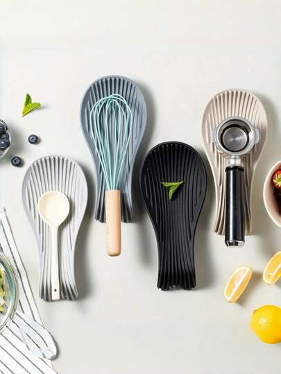 1pc Kitchen Silicone Spoon Rest, Single Spoon Storage Tray, Multi-Functional Kitchen Utensil, Kitchen Tool, Dining & Kitchen Accessory, 1pc Heat-Resistant Silicone Spoon Holder - Flexible Silicone Kitchen Spoon Rest