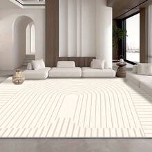 1pc Minimalist Lightweight Luxurious Curved Striped Pattern Carpet. Velvet Surface Weighs Approx. 850g, Thickness Approx. 0.6cm. Carpet Is Wear-Resistant, Anti-Slip, And Easy To Clean. Available In Multiple Sizes. Suitable For Kitchen, Living Room, Dining Room, Bedroom, Balcony, Bathroom, Study, And Various Scenarios. An Ideal Choice For Home Decor. - Multicolor - View 5