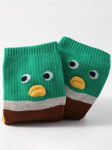 1 双春夏中筒袜，透气网眼面料，独特的 3D 卡通鸭子图案，长袜设计，青春时尚，适合女孩穿着。 - 彩色 - 查看 5