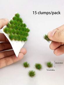 15Pcs/Set Static Grass Tuft Model Grass Tufts Terrain Model Kit Resin Static Scenery Model, Fake Moss Grass For Train Landscape Railway Artificial Grass Modeling Best Gifts Birthday Graduation - Simulated Miniature Lawn - View 4