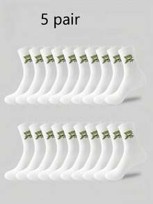 10 Pairs Upgraded Classic Mountain & Sea Pattern Solid Color Socks, Comfortable & Soft, Suitable For All Seasons, Ideal For Fitness And Running - Moisture-Wicking Breathable Fabric - Seamless Toe Design - Non-Slip Design - Suitable For Basketball, Hiking And Daily Wear - White - View 11