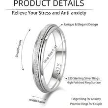 925 Sterling Silver Fidget Ring For Women Band Anxiety Ring 4mm Silver Thumb Ring Spinner Ring For Men Stress Relief Anti - Anxiety Rings - Phun cát + 9 - Xem 6