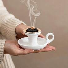1pc Irregular Cup-Shaped Ceramic Incense Burner - Creative 2-In-1 Aromatherapy & Decor For Middle Eastern Home, Dining Room, Living Room, Bedroom & Desk - Multicolor - View 1