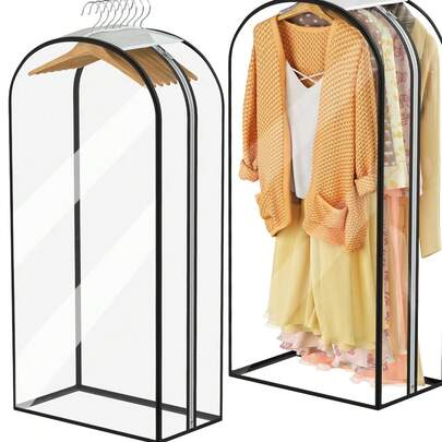 UNIQUEFORYOU Túi đựng quần áo dài 40 inch, túi bảo quản quần áo trong suốt, túi sắp xếp đồ đạc di động, túi du lịch có đáy mở rộng 10 inch dành cho áo khoác, váy, áo sơ mi và áo len.