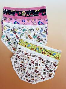 5pcs Women's Disney IP Authorized Minnie Mouse & Mickey Mouse Cartoon Print Panties, Sexy Printed Briefs, Low Waist Underwear - Multicolor - View 2