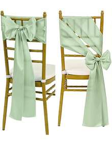 10个鼠尾草绿缎带蝴蝶结，适用于接待处、家庭厨房、餐厅活动、宴会、派对、酒店椅子装饰 - Sage Green - 查看 5