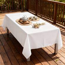1pc White Wrinkle-Resistant Polyester Tablecloth - Suitable For Halloween, Christmas, Birthday Party Decoration, Outdoor Picnic, Wedding, Camping, Kitchen - White - View 7