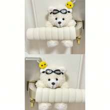 柔软防撞防静电小熊造型门把手套，可爱小熊设计，适用于卧室和公寓门，材质柔软，安装简便（无需配件） - 彩色 - 查看 6