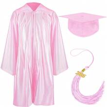 Graduation Cap And Gown Set With 2025 Charms Tassel Graduations Cap And Gown For    School -8348 - 亮粉紅色 - 查看 2