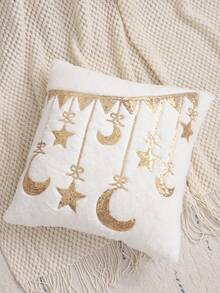 1个/2个金色开斋节快乐装饰枕套，新月星刺绣毛绒材质，伊斯兰斋月开斋节礼物，客厅沙发装饰 - 彩色 - 查看 7