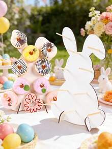 1set Easter Bunny Wooden Donut Display Stand, Unique White Rabbit Donut Holder, Easter Party Table Centerpiece, Easter Table Decor, Easter Home Decor, Wedding Dessert Display Stand, Birthday Party Food Display Stand, Easter Bunny Decor, Easter Room Decor, Easter DIY Dessert Cake Decorations, Babe Shower Decor, Easter Party Supplies, Happy Easter Decorations, Easter Gift - Alien White Rabbit - View 11