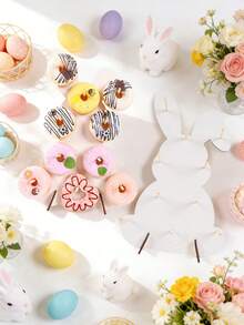 1set Easter Bunny Wooden Donut Display Stand, Unique White Rabbit Donut Holder, Easter Party Table Centerpiece, Easter Table Decor, Easter Home Decor, Wedding Dessert Display Stand, Birthday Party Food Display Stand, Easter Bunny Decor, Easter Room Decor, Easter DIY Dessert Cake Decorations, Babe Shower Decor, Easter Party Supplies, Happy Easter Decorations, Easter Gift - Alien White Rabbit - View 9